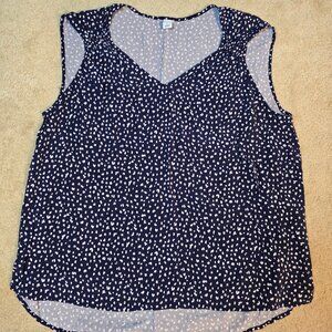 Navy Spotted Sleeveless Blouse